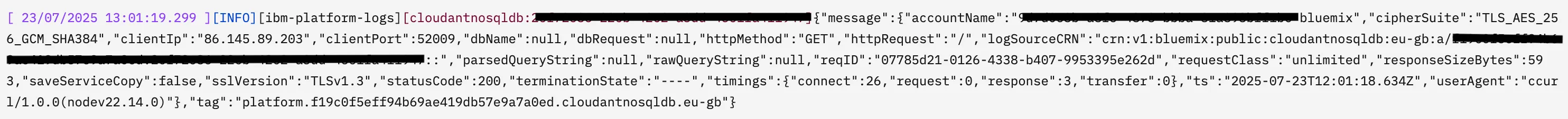 request id appears in the logs