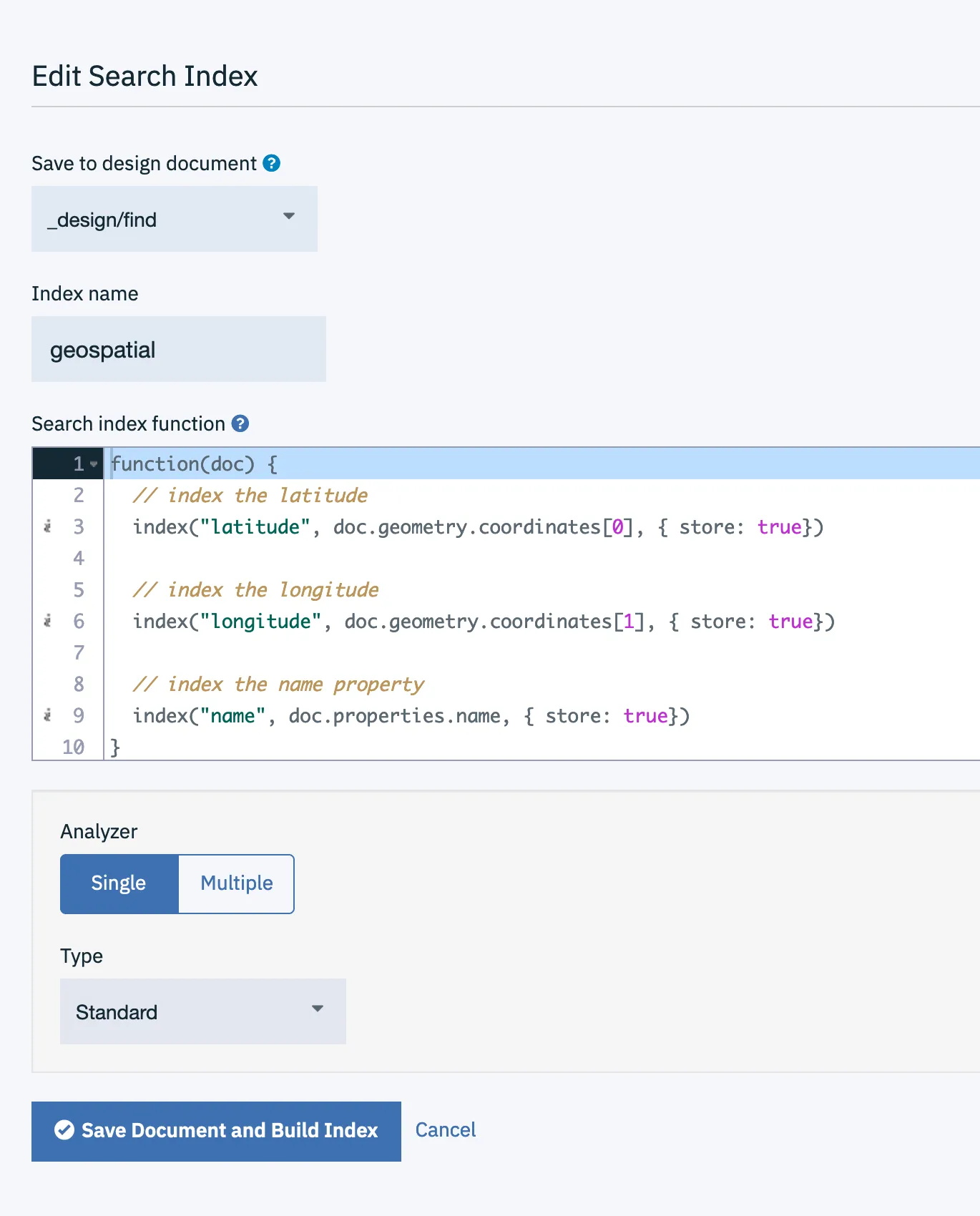 adding Cloudant Search index